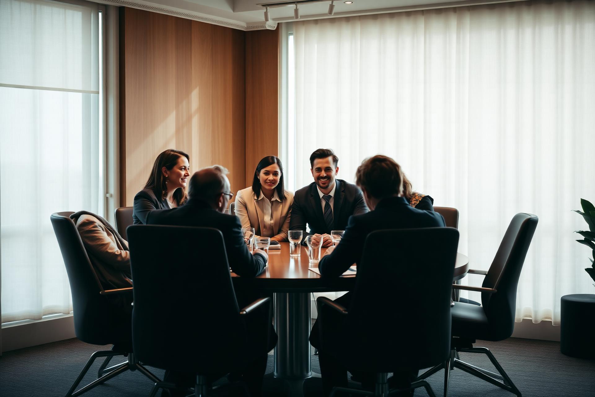 Real estate professionals around a conference table